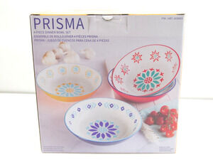 Baum Prisma Dinner Bowl 4 Piece Stoneware Set Paster Cereal Plate Microwave Safe